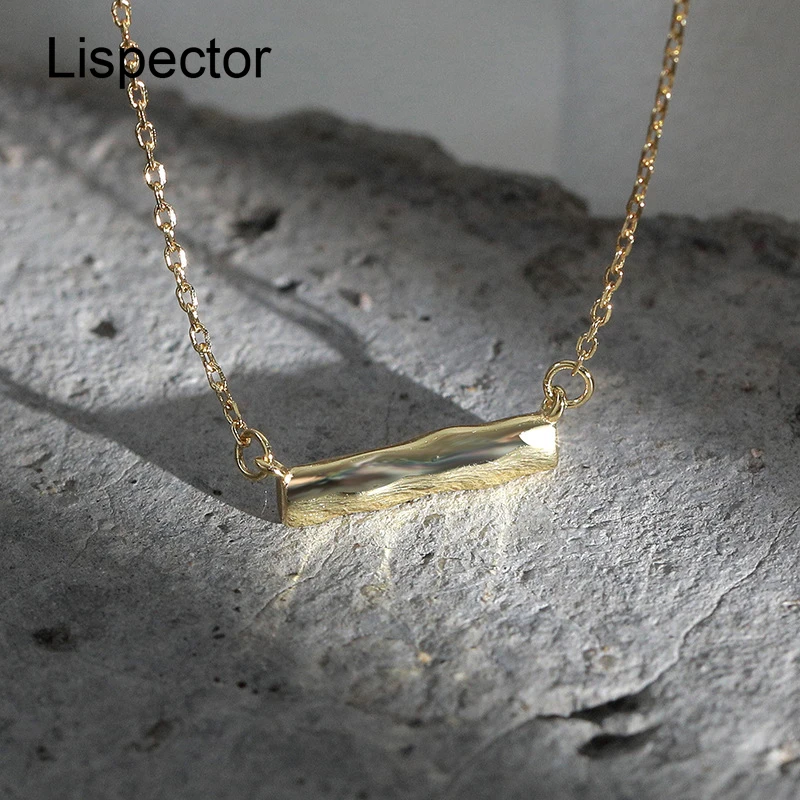 Lispector 925 Sterling Silver Irregular Horizontal Line Pendant Necklaces for Women Korean Simple Chic Necklace Female Jewelry | Украшения
