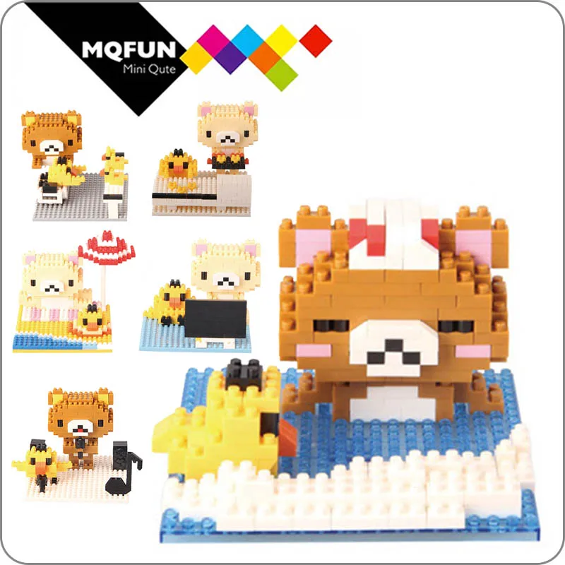 Rilakkuma Relaxed Bear Cute  Mini Assembly Blocks Children Toy Gift Model Kids 