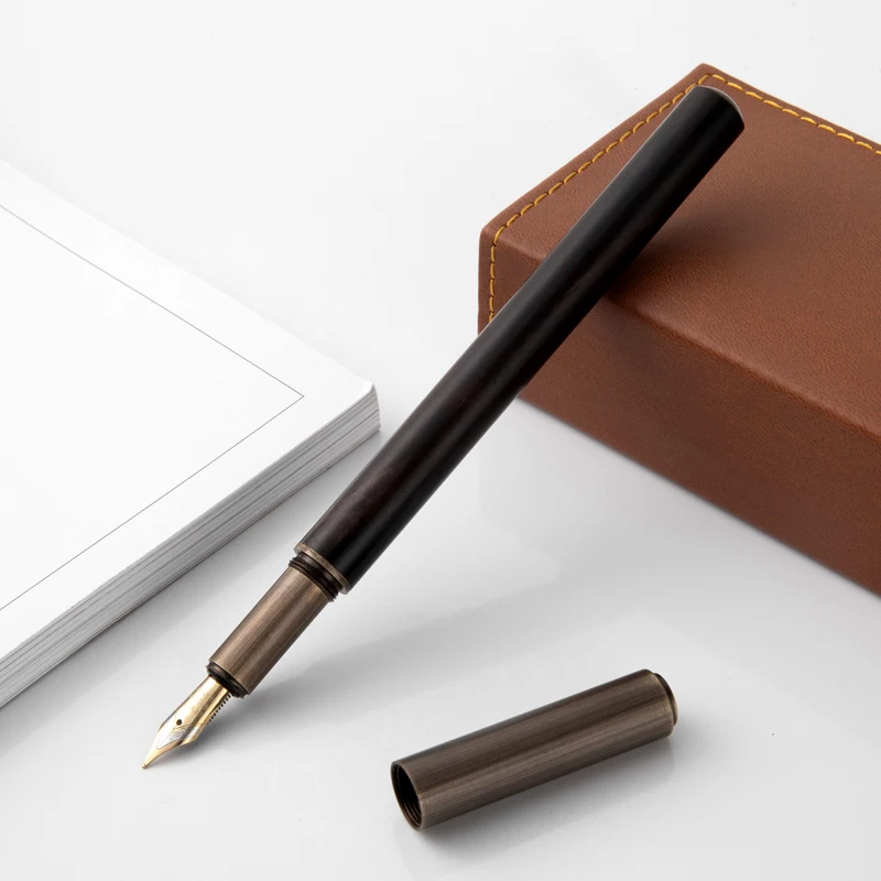 Retro Sandalwood Bronze Fountain Pen 0.5mm Luxurry Wooden Office Business Writing Art Calligraphy Pens Gifts Stationery