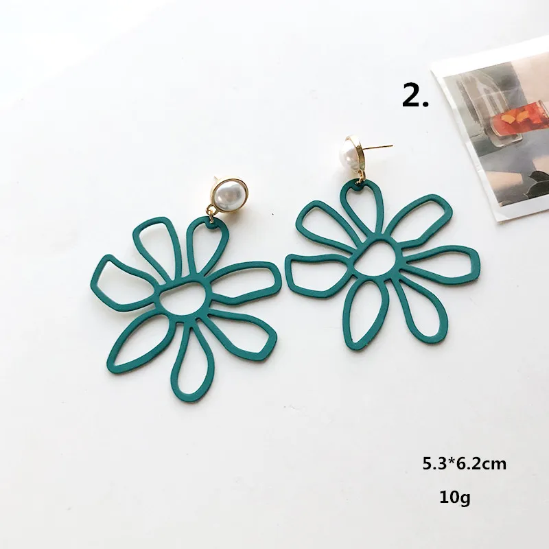 Fashion Jewelry Green Geometric Acrylic Wood Dangle Drop Earrings Women