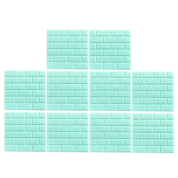 

10x 3D PE Brick Wall Sticker Self-Adhesive DIY Panels Room Decor Green