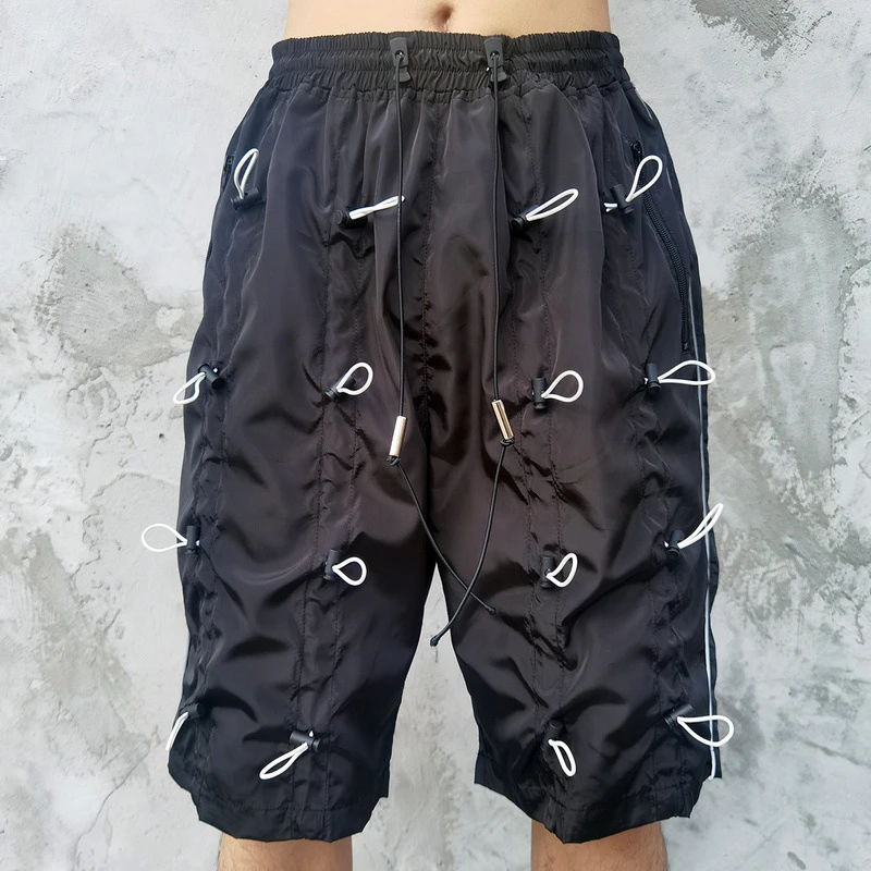 mens elastic waist drawstring shorts