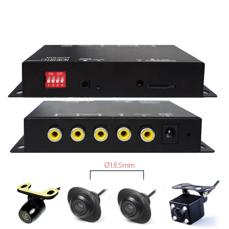 H312-4cam366S Многопутевой панорамный вождения рекордер DVR мониторинга учет движения четыре просмотр видео регистратор для сзади спереди сбоку CCd HD камера - Название цвета: H312-4cam366S