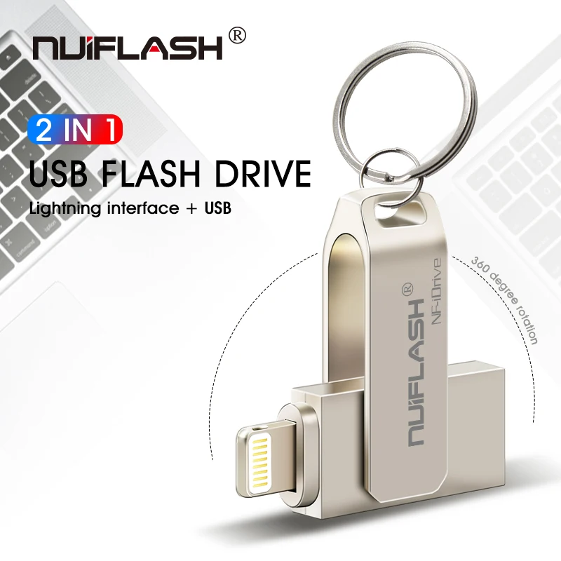 USB флэш-накопитель для iPhone X/8/7/7 Plus/6 Plus/6s/5/SE/ipad 2 в 1 флеш-накопитель 16 ГБ 32 ГБ 64 ГБ 128 ГБ флэш-накопитель usb 2,0