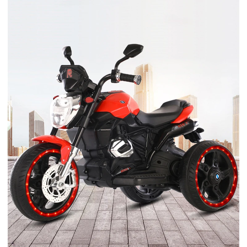 Cool Children's Electric Motorcycle Large Stroller Ride on Car Toys for Kids Dual Drive 3-6 Years Old Boys Girls Tricycles Gifts