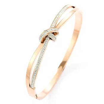 

Cross Titanium Steel Bracelet Female Rose Gold Zircon Fashion Open Bracelet