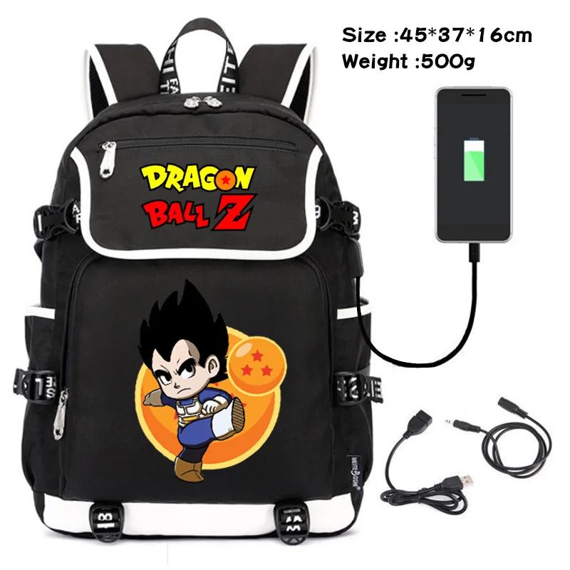 Аниме Dragon Ball Z Супер Saiyan рюкзак мультфильм usb зарядка сумка для ноутбука Сон Гоку Подростковая школьная сумка на плечо - Цвет: 10