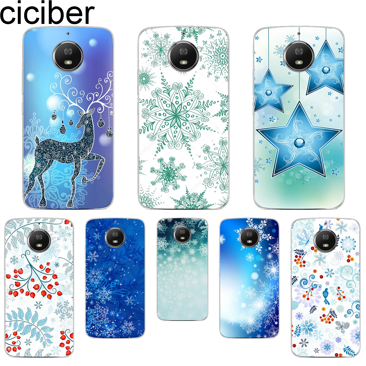 

ciciber Phone Case for Motorola Moto ONE C Z2 Z3 G5 G4 G5S G6 P30 E3 E4 E5 Plus Play Power X4 M Soft TPU Cover Snowflake Coque