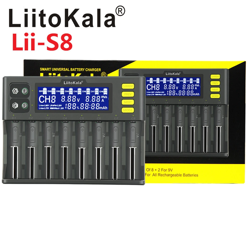 Liitokala Lii S8バッテリー充電器リチウムイオン3.7vニッケル水素1.2v 