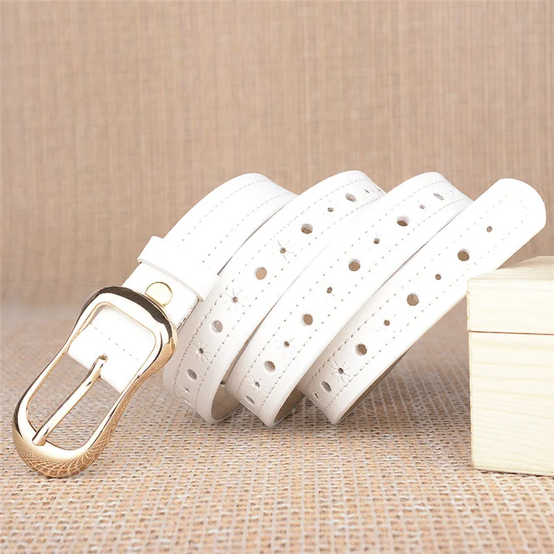 Белый Female Leather Belt Fashion Wild Hollow Women's Belts High Quality Jeans Decorative Accessories Waistband Pasek Damski - Цвет: Белый