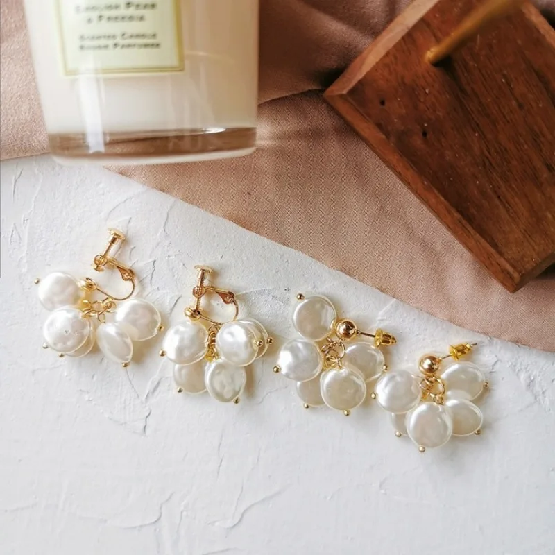 

Korean Creative Aesthetic Imitation Pearl Tassel Dangle Earrings Fashion Temperament Women Girl's Jewelry Accessories Ear Clip
