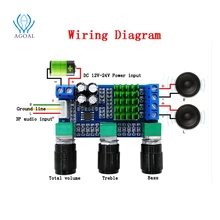 XH-M567 TPA3116D2 Dual Channel Digital Amplifier Board High Low Adjust On-board Operational Amplifier DC 12V To 24V 2X80W