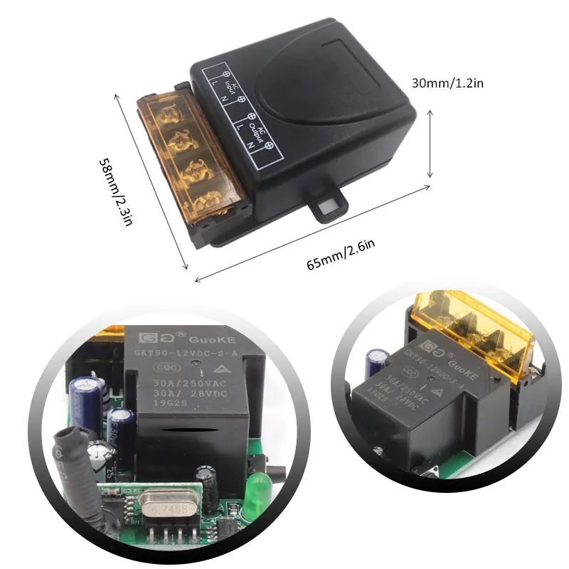 433Mhz 무선 주파수 원격 제어 스위치 AC 220V 110V 30A 무선 릴레이 수신기 및 송신기, 1000 미터 장거리