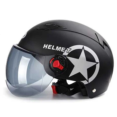 Мотоциклетный шлем скутер велосипед Открытый лицо половина бейсбольная кепка анти-УФ безопасность жесткий шлем мотокросс шлем мотоцикл защитное снаряжение - Цвет: Matt Black