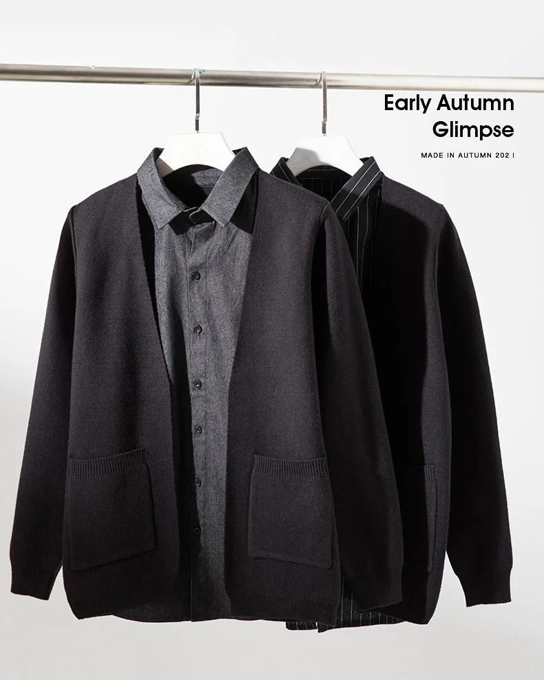 激安買取東京 ニットメンズセーター ラペル付き秋冬服 フェイクツーピース シックなホームウェア Cardigans 値段 安い Www Giyou Co Jp