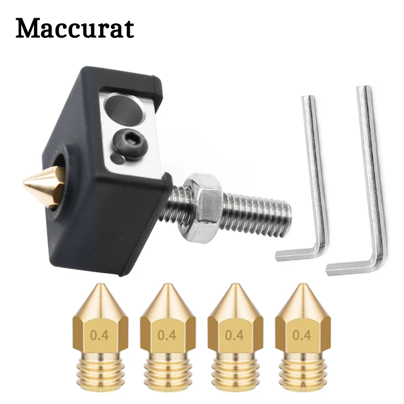 

MK7/MK8 Extruder Hotend Kit 3D Printer Aluminium Heated Block+silicone socks+ Throat+1.75mm/0.4mm Nozzle*5+Wrench*2