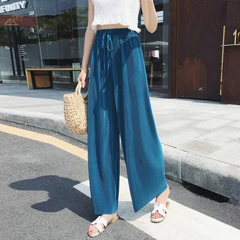 

Wide Leg Pants Women's Mid Waist Sagging Trousers Spring And Summer Loose Casual Trousers Ankle-Length Pants