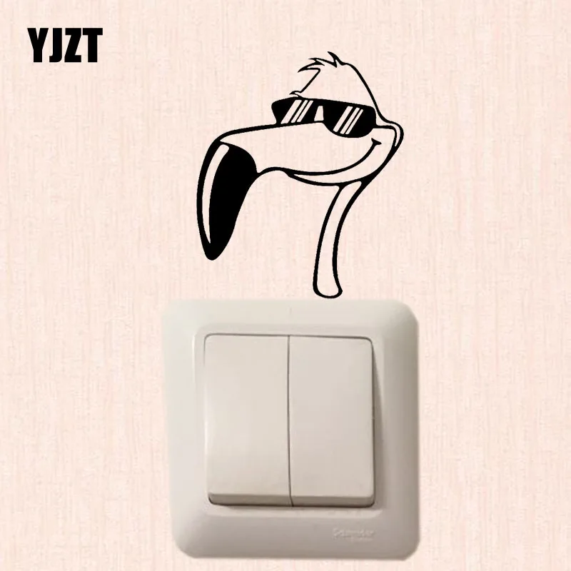 YJZT Art Fashion Birds With Glasses Funny Pattern Vinyl Decal Home Room Decor Wall Switch Sticker S19-0445 | Дом и сад