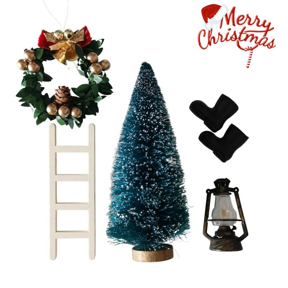 Conjunto de decoración de casa de muñecas de Navidad, árbol de Navidad artesanal, pequeño árbol de pino, Decoración de casa de muñecas, en miniatura, decoración genoma|Casas de muñecas| - AliExpress