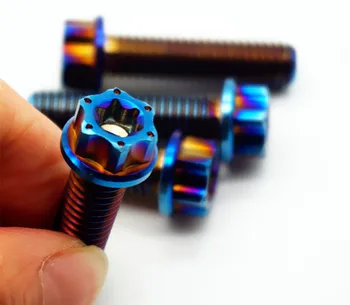 

4pcs Burn Blue Titanium Screws M8 x 15 20 25 30 40 Torx Flange Ti Bolts for Motorcycle DIY Decoration Repair Ti Fasteners