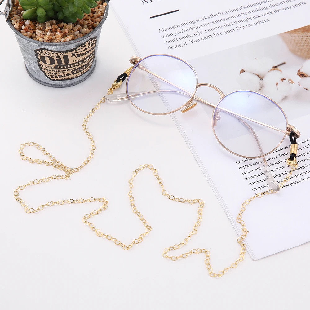 Eueavan 10pcs Women Gold Rose Gold Silver Heart Sunglasses Reading Glasses Chain Lanyard Eyeglasses Cord Strap Rope Wholesale