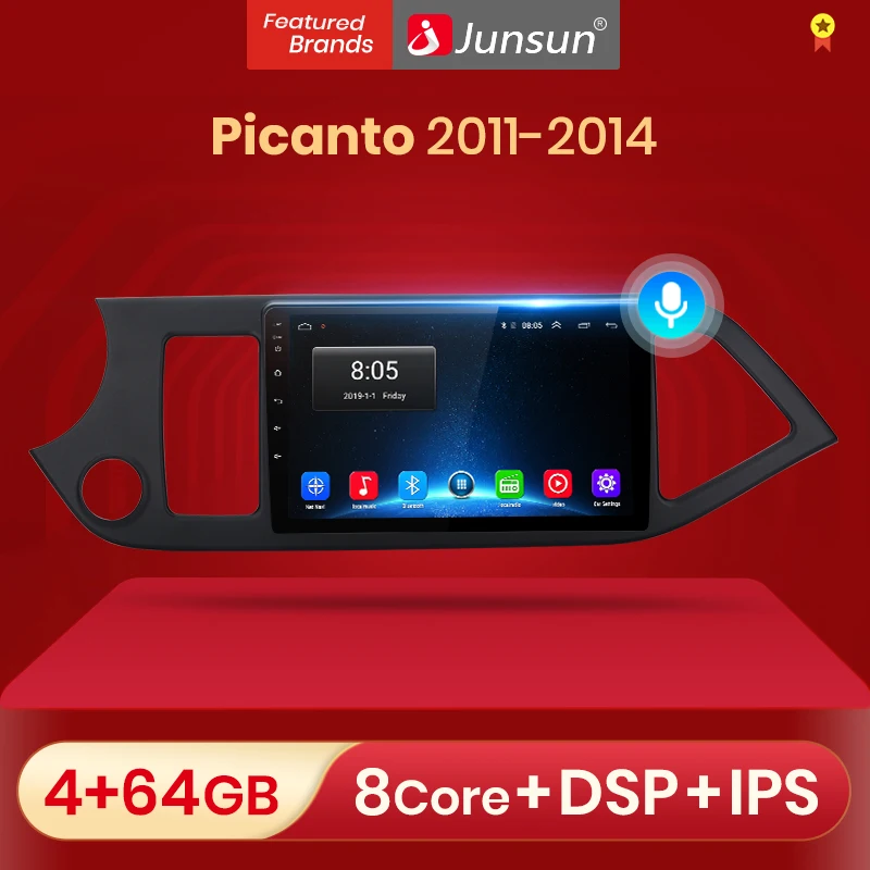 Junsun V1 pro Android 10 для Kia Picanto 2011 - 2014 Автомагнитола мультимедийные видеоплееры Авто