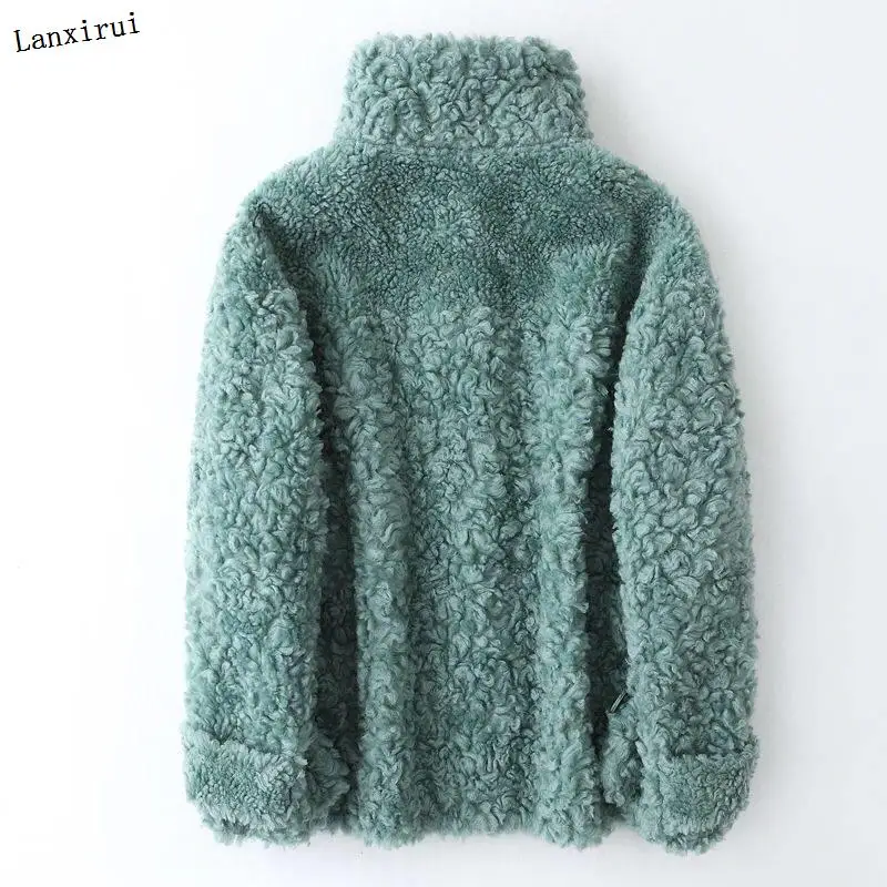 100% Real Wool Fur Coat Sheep Shearling Autumn