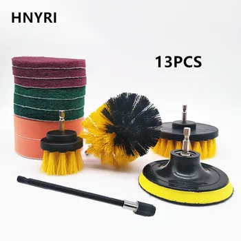 

13Pcs Drill Brush Kit Power Scrubber Clean All Purpose For Leather Plastic Furniture Car Sofa Kitchen Bathroom Tub Cleaner Tools