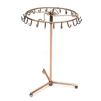 

Vintage Pendant Scarf Jewelry Display Rack Rotatable Necklace Headband Bracelet Rings Stand Holder 23 Hooks Jewerly Storage