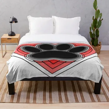 

Soft Blanket for Bed Sherpa Flannel Fleece Blanket Home Travel Sofa Soft Throw Blanket Dog Paw In Red Heart With Outlines