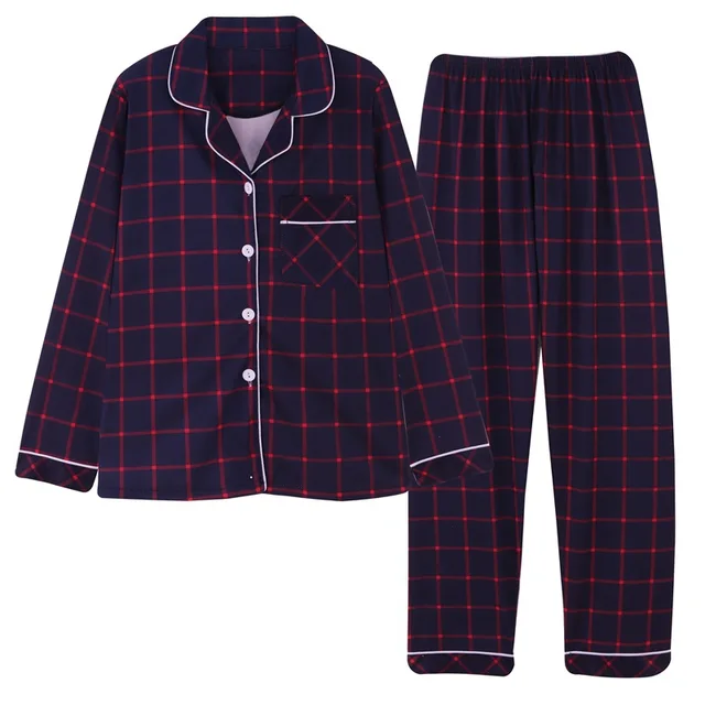 2021 Spring Plaid Two-piece Home Suit for Women Viscose Long-sleeved Lapel Pants Pajamas Women Summer Pyjamas Femme Home Clothes 715-1