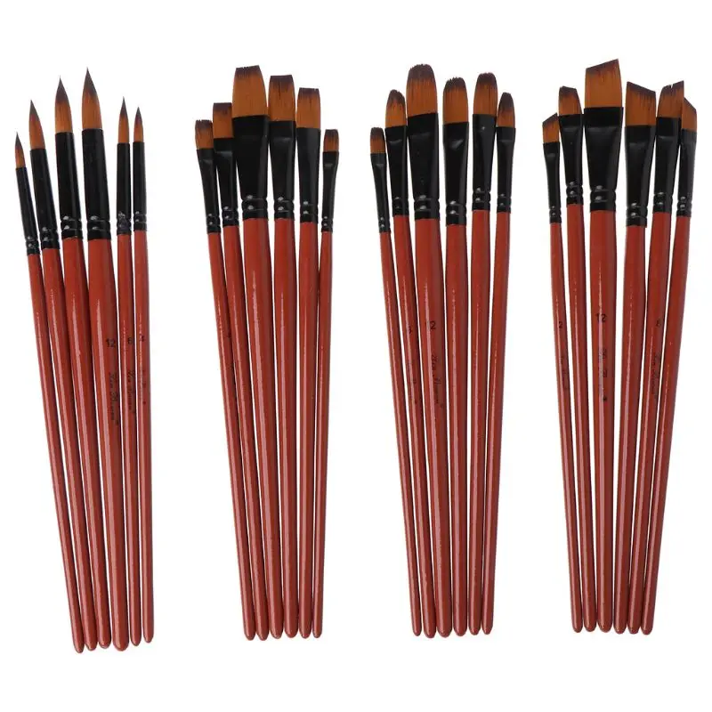 6 шт. в упаковке, нейлоновая кисть, коричневый стержень, набор акварельных кистей, четыре пика, дополнительно, акварельная кисть для рисования маслом, кисть для письма, L41E
