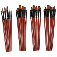 6 шт. в упаковке, нейлоновая кисть, коричневый стержень, набор акварельных кистей, четыре пика, дополнительно, акварельная кисть для рисования маслом, кисть для письма, L41E