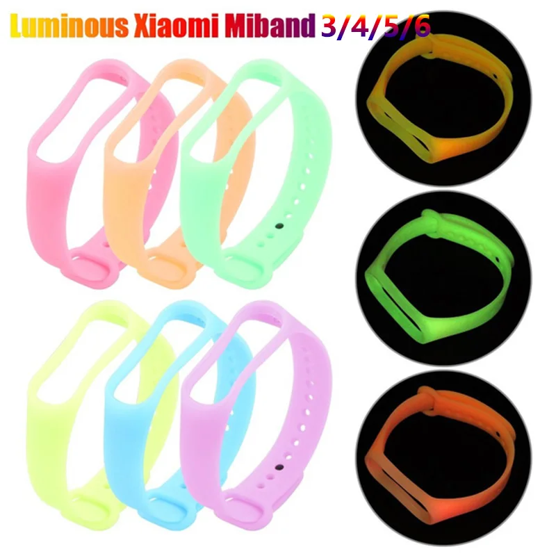 

New Luminous Glowing Silicone Wrist Strap for Xiaomi Mi Band 6 5 4 3 Smart Watch Bands Replacement Bracelet Accessories