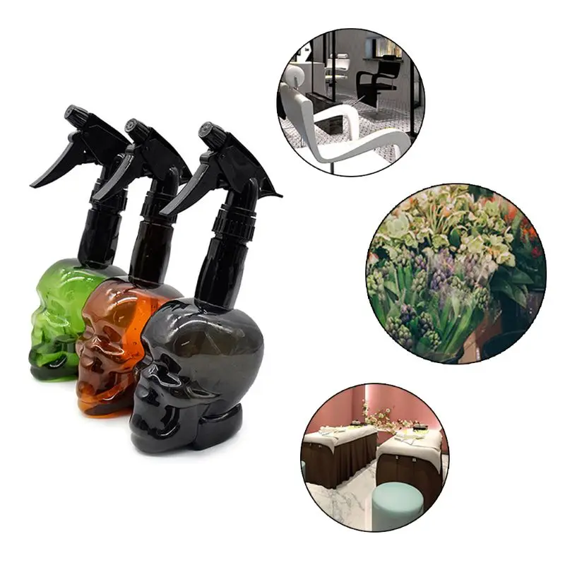 

500ml Hairdressing Spray Bottle Refillable Skull Salon Water Mist Sprayer Barber Styling Cutting Tool