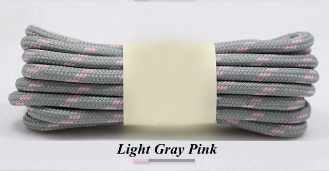 1Pair Round Shoelaces Outdoor Hiking Sports Shoe Laces Kids Sneakers Shoelaces Length 100/120/140/160CM Lacets Baskets 19 Colors Light gray pink