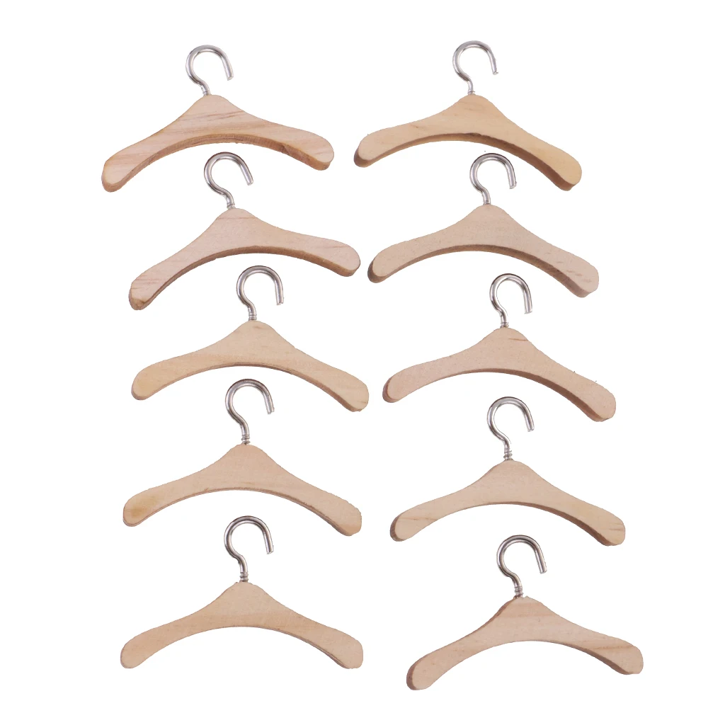 10 PCS Wooden Metal Hook Clothes Hanger for 12'' Neo  Blythe Dolls Fairy House Kits