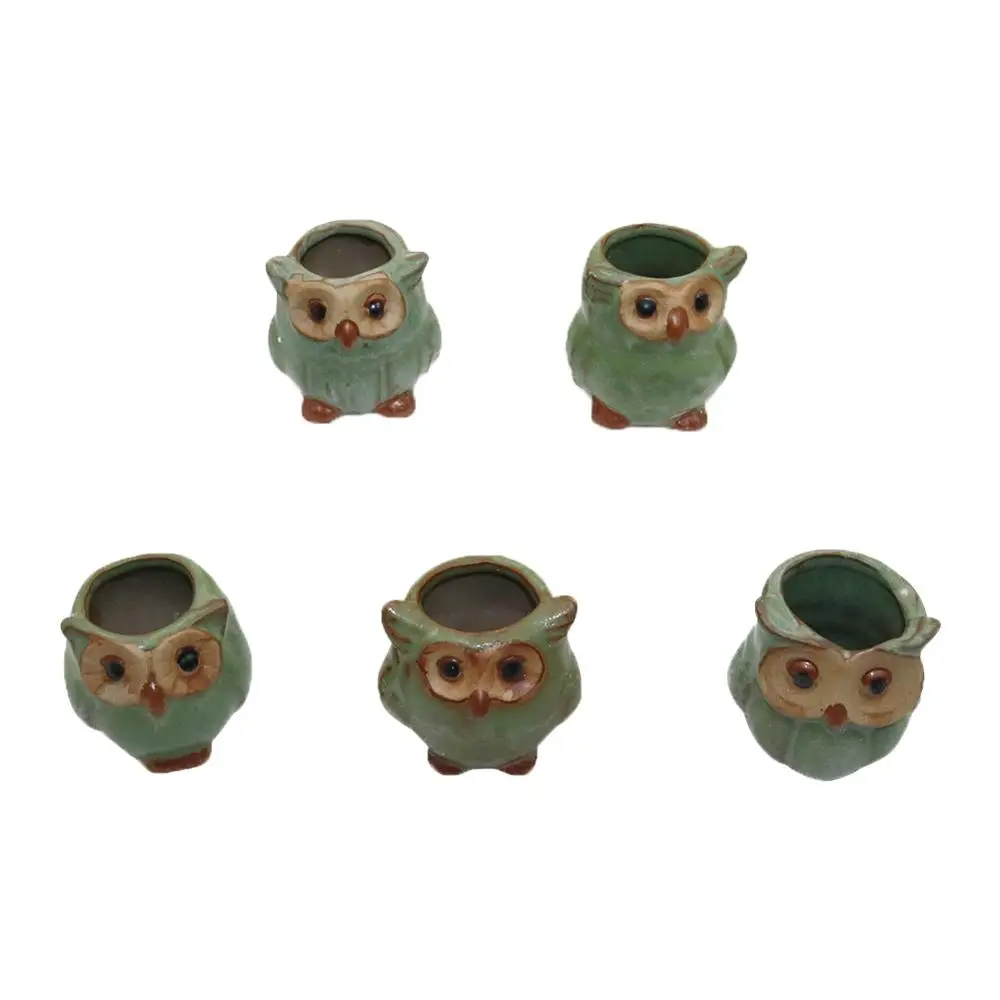 5 Pcs Ceramic Flower Pot,Owl Shape Succulent Plant Container for Garden Home Decoration