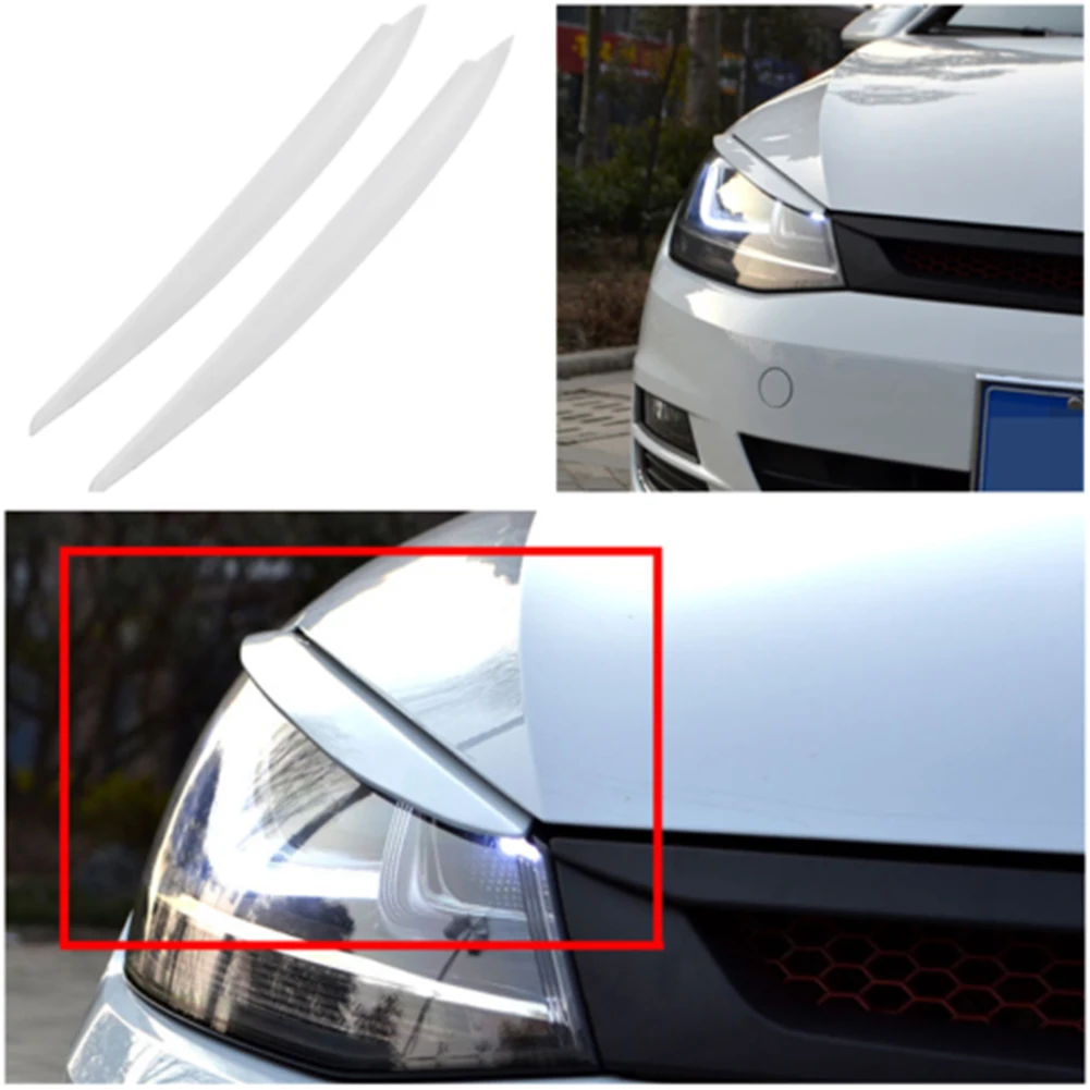2X белая фара веки брови крышка отделка декор для VW Golf 7 VII GTI R MK7 уход за автомобилем магазин
