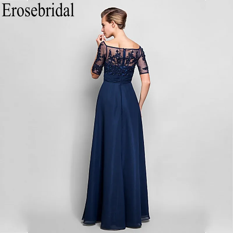 Erosebridal/шифоновое вечернее платье с коротким рукавом, Длинные вечерние платья для женщин, лиф с кружевами с бисером, на молнии сзади, халат soiree