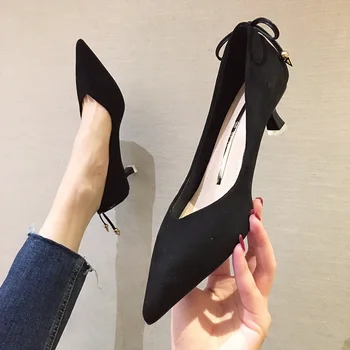 

2020 new ultra high heels female sense shallow mouth low toe shoes pointed female shoes stiletto fashion new female