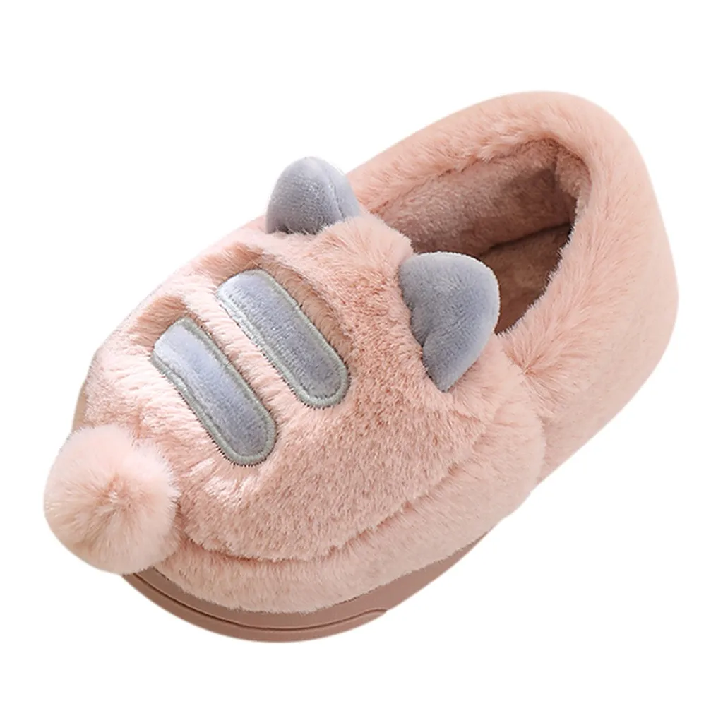 Children Kids Baby Girls Boys Toddler Slippers Cute Indoor Cat Flock Winter Warm Shoes Warm Plush Slippers Home Chausson Enfant - Цвет: B4