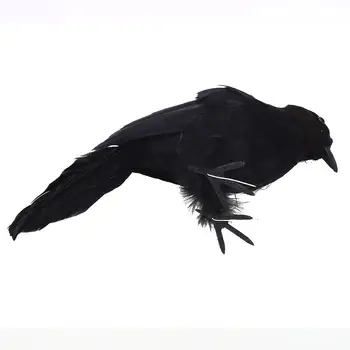 

Halloween Looking Birds Decor Black Scary Feathered Crows Life-like Decoration