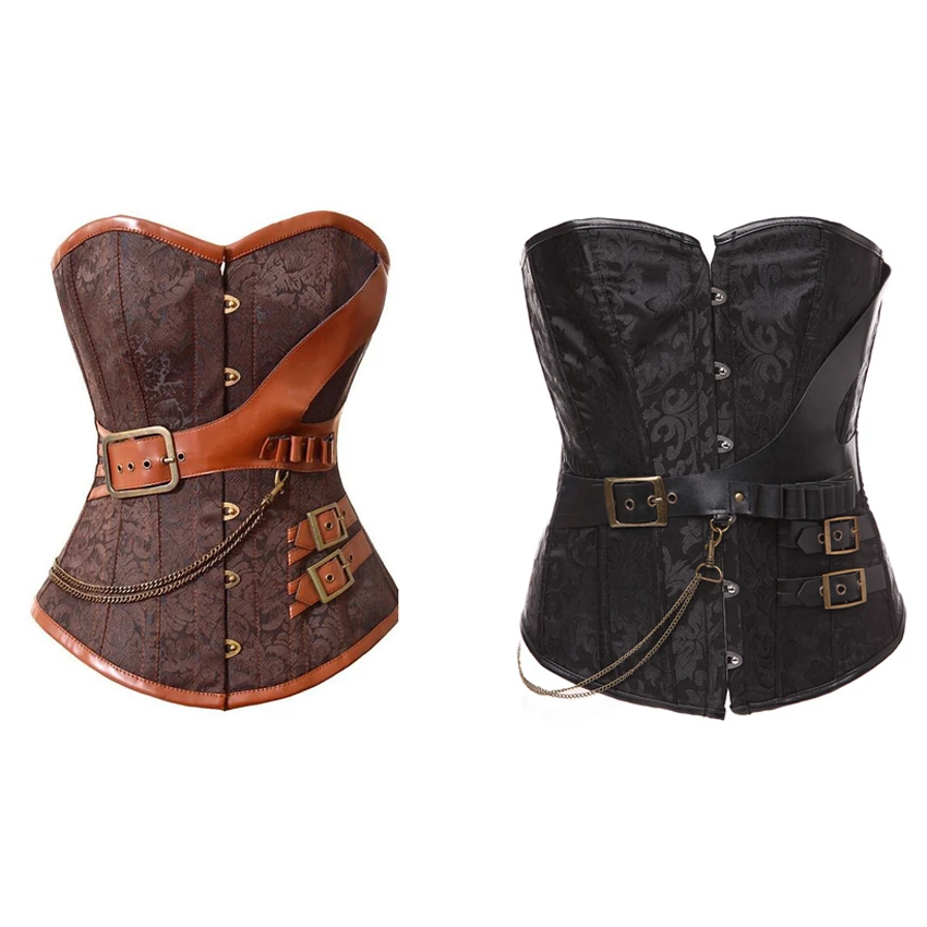 女性のためのタイトなコルセット ゴシックスタイルの服 白 黒 茶色 ハロウィーンのパーティー ファッション Aliexpress