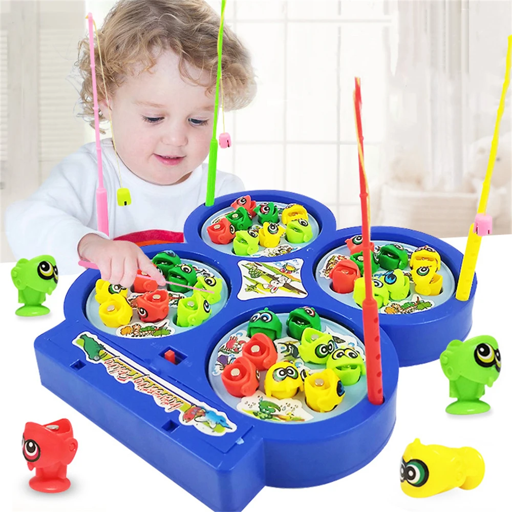 Electric Musical Rotating Fishing Play Game Fish Plate Set Magnetic Outdoor Sports Toys for Children Gifts | Игрушки и хобби