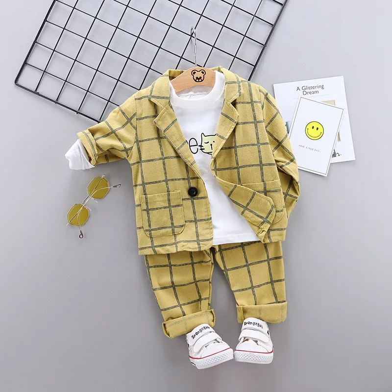 Baby Boy Clothes Spring Autumn Children's Small Suit Boy Gentleman Coat+Shirt+Pants British 3PCS Suit Bebes Jogging Suits