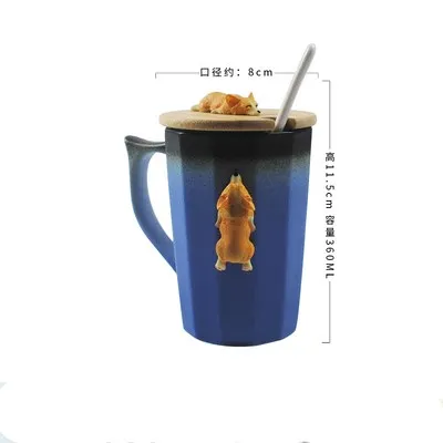 Большой емкости креативный мультфильм 3D корги Французский бульдог животное Милая собачка керамические чашки молочный завтрак кофе Подарочная кружка - Цвет: p 360ml