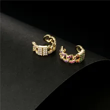 2021 nova moda cz orelha cuff bohemia empilhável c em forma de zircônia cúbica pequenos brincos clipe para jóias de casamento feminino