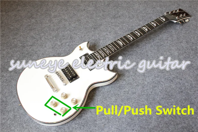 

Suneye White Glossy Finish YMH Style SG Electric Guitar Solid Guitar Body Pull Push Switch DIY Guitar Kit Available