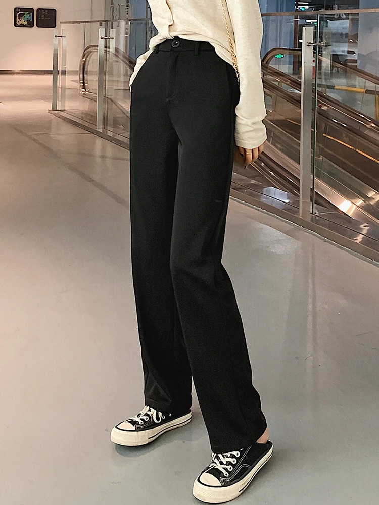 Fall2019 pantalones mujer cintura alta широкие брюки размера плюс брюки карго Брюки Женский костюм Драповые прямые брюки 7263 50